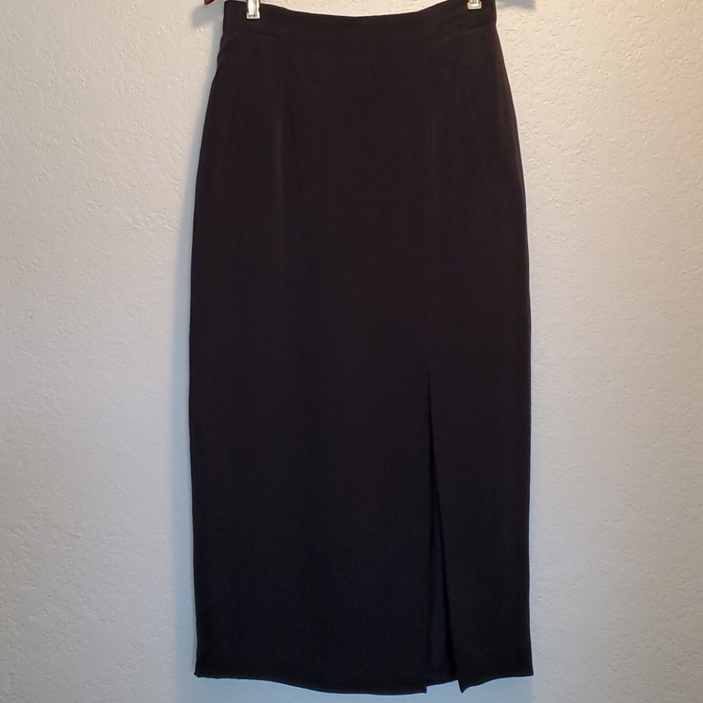 Patrick Collection Black Long Silk Skirt Sz Med